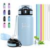 JAPORIA Borraccia Termica 500ml, Bottiglia Termica Riutilizzabile con Doppia Parete, Borracce Acqua con Cannuccia, a Prova di Perdite, Perfetta per Ufficio, Sport, Ciclismo, Lavoro