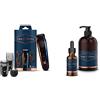 King C. Gillette Kit Regolabarba Uomo, Tagliacapelli Senza Fili + Lame Affilate Di Lunga Durata & Set Regalo Per Cura Della Barba Uomo, Detergente Barba E Viso Con Acqua Di Cocco