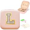 VINATO Portagioielli Personalizzabile con Lettere Diamantate DIY - Piccola Scatola Porta Gioielli da Viaggio in Pelle PU Rosa - Regalo per Donna e Bambina - 10x10x5 cm