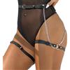 Fetish Cintura Catena Pelle Nera Giarrettiera Reggicalze Sexy Lingerie Harness Donna
