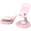 Supporto Telefono Scrivania Girevole - 9x9x14cm Pieghevole Acciaio al Carbonio S