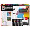 Marabu Acryl Color Squeegee Art Set Power, spatola artistica con colori acrilici, set per dipingere con 6 x 25 ml di Acryl Color, spatola, 10 x carta acrilica e pennarello indelebile, 1201000000200