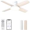 DREO ventilatore da soffitto con luce,12 velocità,3 modalità,motore CC silenzioso,montaggio facile,LED dimmerabile,telecomando e timer 12 h,ventilatore da soffitto bianco per casa