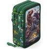 Clondo Jurassic World Astuccio 3 scomparti completo 46 pezzi, Scuola e tempo libero