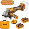 Ingco Smerigliatrice angolare 2 batterie 20 V 115 mm 4 ah Brushless Valigetta Ingco