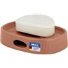 WENKO Portasapone Mod Fablo in ceramica con rilievo scanalato, da appoggio, con foro di drenaggio, piattino sapone per bagno e wc ospiti, marrone opaco