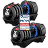 DH FitLife Manubri Regolabili da 1,5 kg a 18 kg con Base Porta | nero, 18 kg x 2