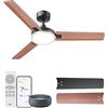 DREO ventilatore da soffitto smart 132 cm con luce, 12 velocità e 3 modalità, temperatura regolabile, LED dimmerabile, timer 1-12 h, motore CC silenzioso, app, Alexa e interruttore, nero