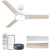 DREO ventilatore da soffitto smart 132 cm con luce, 12 velocità e 3 modalità, temperatura regolabile, LED dimmerabile, timer 1-12 h, motore CC silenzioso, app, Alexa e interruttore, bianco