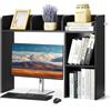 VEVOR Libreria da Scrivania, Organizer per Oggetti da Scrivania 2 Livelli, Scaffale per Esposizione in Legno per Ufficio, Libreria con Piedini Antiscivolo, per Ufficio Casa, 945 x 241 x 734 mm Nero