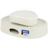 WENKO Portasapone Mod Fablo in ceramica con rilievo scanalato, da appoggio, con foro di drenaggio, piattino sapone per bagno e wc ospiti, crema opaco