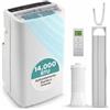 SereneLife Condizionatore Portatile 3-in-1, Deumidificatore, Ventilatore, Telecomando, Kit Scarico Finestra, 13,000 BTU, Classe A