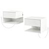 HOMCOM Set 2 Comodini con Prese, Cassetto e Ripiano, Bianco