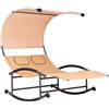 Hortan Lettino 2 Posti Con Struttura Prendisole In Acci 140 x 200 x 185 Cm Beige