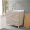 Inbagno Mobile lavatoio per interno 80x50 cm rovere grigio con 2 ante, vasca in termofor