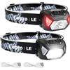 Lepro Torcia Frontale Ricaricabile USB, Lampada Frontale LED 2000lu 2 Pezzi Nero