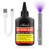 Holamdo Colla con Lampada UV, Kit Colle UV 60g+Lampada UV 395nm Ricaricabile, Adesivo a