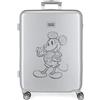 Disney Valigia Trolley Media Disney Mickey Mouse 100 Anni ABS Rigida 70L 4 Ruote Grigia