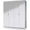 FORES Armadio Guardaroba 4 Ante 180x52x200 Con Barre Appendiabiti MAX Bianco Lucido