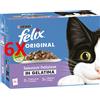 FELIX 6 X Felix Original 10 Buste In Gelatina Da 85 Gr. 2 Salmone 2 Anatra 3 Manzo 3