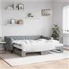 vidaXL Divano Letto Estraibile Materassi Grigio Chiaro 90x190 Tessuto