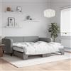 vidaXL Divano Letto Estraibile Materassi Grigio Chiaro 100x200 Tessuto