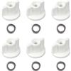 Set 6 per raccordi sedile wc dadi e rondelle in metallo plastica bianca 2,5x1,7