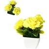Pianta Artificiale 3 Rose Bassa Manutenzione in Vaso Bianco - Non Serve Acqua