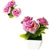 Pianta Artificiale 3 Rose Bassa Manutenzione in Vaso Bianco - Non Serve Acqua