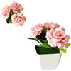 Pianta Artificiale 3 Rose Bassa Manutenzione in Vaso Bianco - Non Serve Acqua