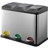 BAKAJI Pattumiera Raccolta Differenziata in Acciaio Inox e 45 Litri Multicolore