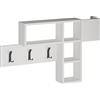 BAKAJI Appendiabiti Attaccapanni da Parete Muro con 9 Ganci Appendi Abiti e Scaffale Libreria 3 Ripiani Portaoggetti In Legno MDF Bicolore Design Moderno Dimensione 99,5 x 61 x 15 cm (Bianco)
