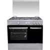 Svan Fornello Gas Butano 5 Zone di Cottura, Forno 59 L, Inox SKGW5901PBX. Controllo manuale, bruciatore WOK tripla fiamma, 2 programmi di cottura, vano bombola, vetro a doppia porta