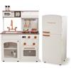Teamson Kids Little Chef Normandy - Cucina da gioco in legno, set modulare con frigorifero separato, lavello, manopole a scatto, contenitore e 14 accessori inclusi