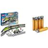 LEGO City Treno Passeggeri Espresso - Include Trenino Giocattolo Telecomandato con Fari Funzionanti, 2 Carrozze, 24 Binari e 6 Minifigure + Amazon basics confezione da 8 AAA
