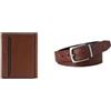 Fossil Uomo Huntington Portafoglio in pelle marrone e cintura Parker, Set
