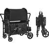 VEVOR Passeggino Wagon per 4 Bambini Pieghevole Tettuccio Carico 150 kg Nero