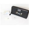 COACH x PEANUTS Portafoglio lungo rotondo con zip Snoopy & Friends Nero 7,5 x...