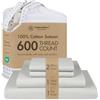 Threadmill Home Linen California-King - Set di biancheria da letto in 100% puro cotone a 600 fili, 4 pezzi, in rasatello di cotone pettinato ELS, con tasca profonda elasticizzata