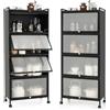 HOMASIS Scaffale da Cucina a 5 Livelli Mobile Cucina con Ruote e Pedane Nero