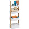 Relaxdays Scaffale da Bagno 4 Ripiani Mobiletto in bambù & MDF Mobile Singolo