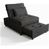 MAKA HOME divano poltrona letto singolo relax schienale reclinabile poggia piedi clic clac