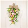 Swag a goccia floreale 45 cm con tulipani artificiali e fiocco di tela per decor