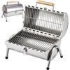 Relaxdays grill da tavolo, 2 griglie 34 x 21,5 cm, pieghevole & smoker, manico in legno, acciaio inox