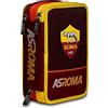 Seven AS Roma Astuccio Scuola Elementare 3 Scomparti, Gallo Rosso, Completo di Matite, Penne, Pennarelli, Portapenne Scuola Bambino Elementari