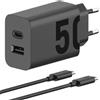 Telefonmax Caricabatterie Turbopower da 50 W per Motorola MC-507, cavo dati USB, adattatore