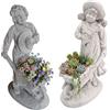 FratelliVagnoni 2 Statua Statue bambino e bambina con carriola Coppia fioriera arredo giardino