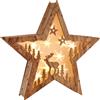 HI Stella di Natale a LED, illuminazione per finestra, stella di legno con 10 LED a