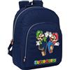 safta Super Mario BROS Zaino Scuola Adattabile a Carrello, Zaino, Ideale per Bambini di Diverse Età, Comodo e Versatile, Qualità e Resistenza, 32 x 15 x 42 cm, Colore Blu marino, Blu navy, Estándar, Casual