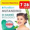 PureBorn 28 Mutandina taglia 7 (17+ kg), Ultra assorbente, Ipoallergenico, Mutandina Dermatologicamente testato, Protezione completa, Mutandina di alta qualità naturali bambù